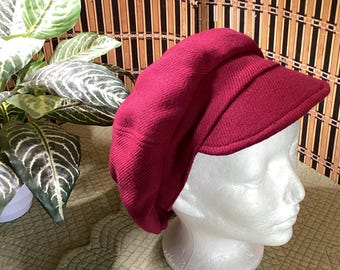 Burgundy Red Tweed Gatsby Hat Women, Vintage Baker Boy Cap  display picture 1