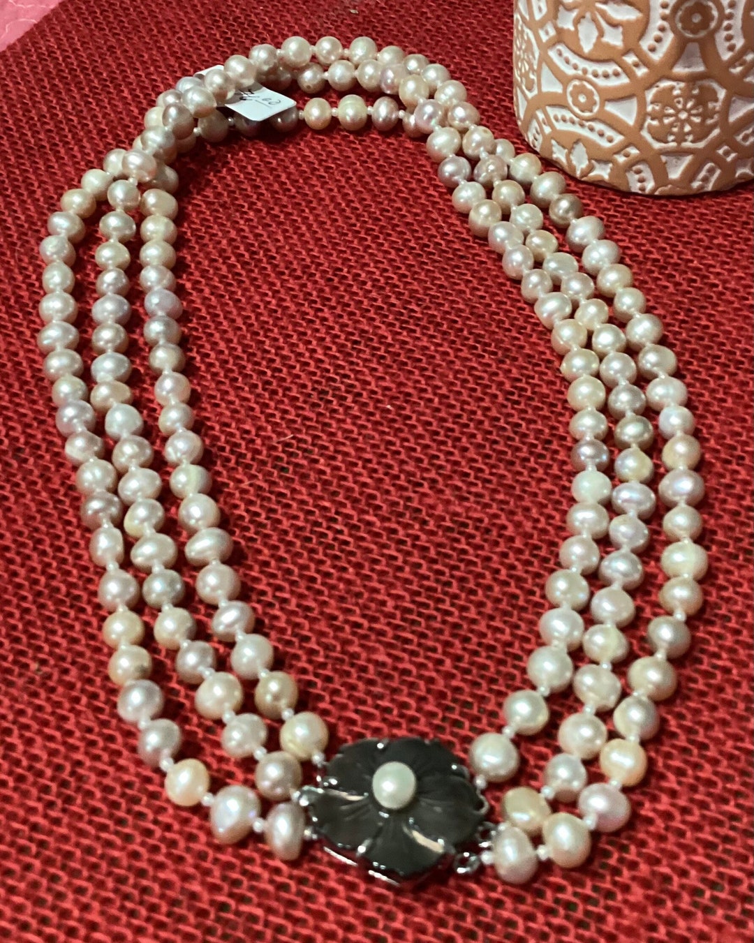 Triple Strand Freshwater Pearl Necklace 1820 Inches 65.00 Etsy
