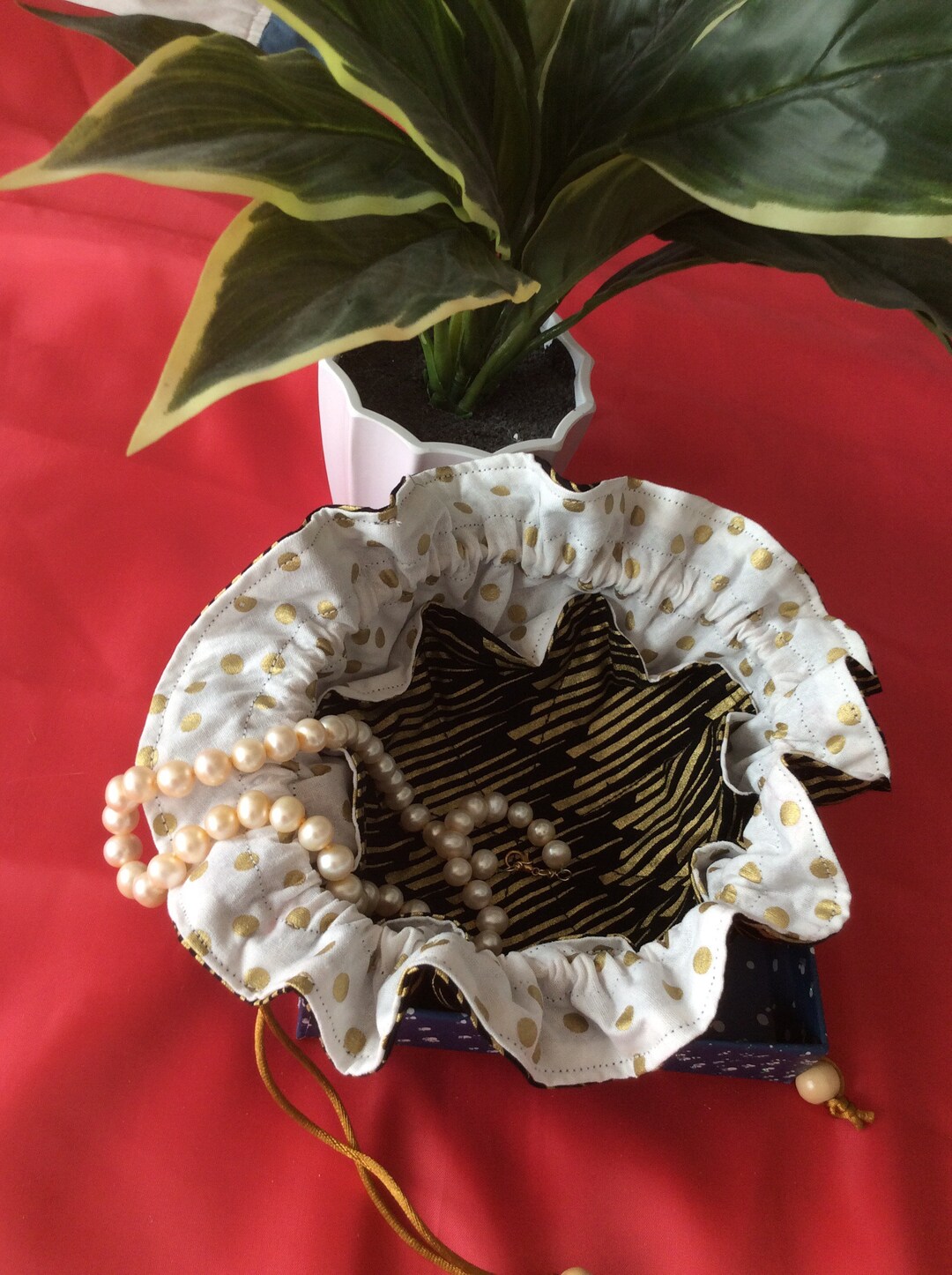 Travel Jewelry Pouch Double Drawstring Glittered Black and Etsy