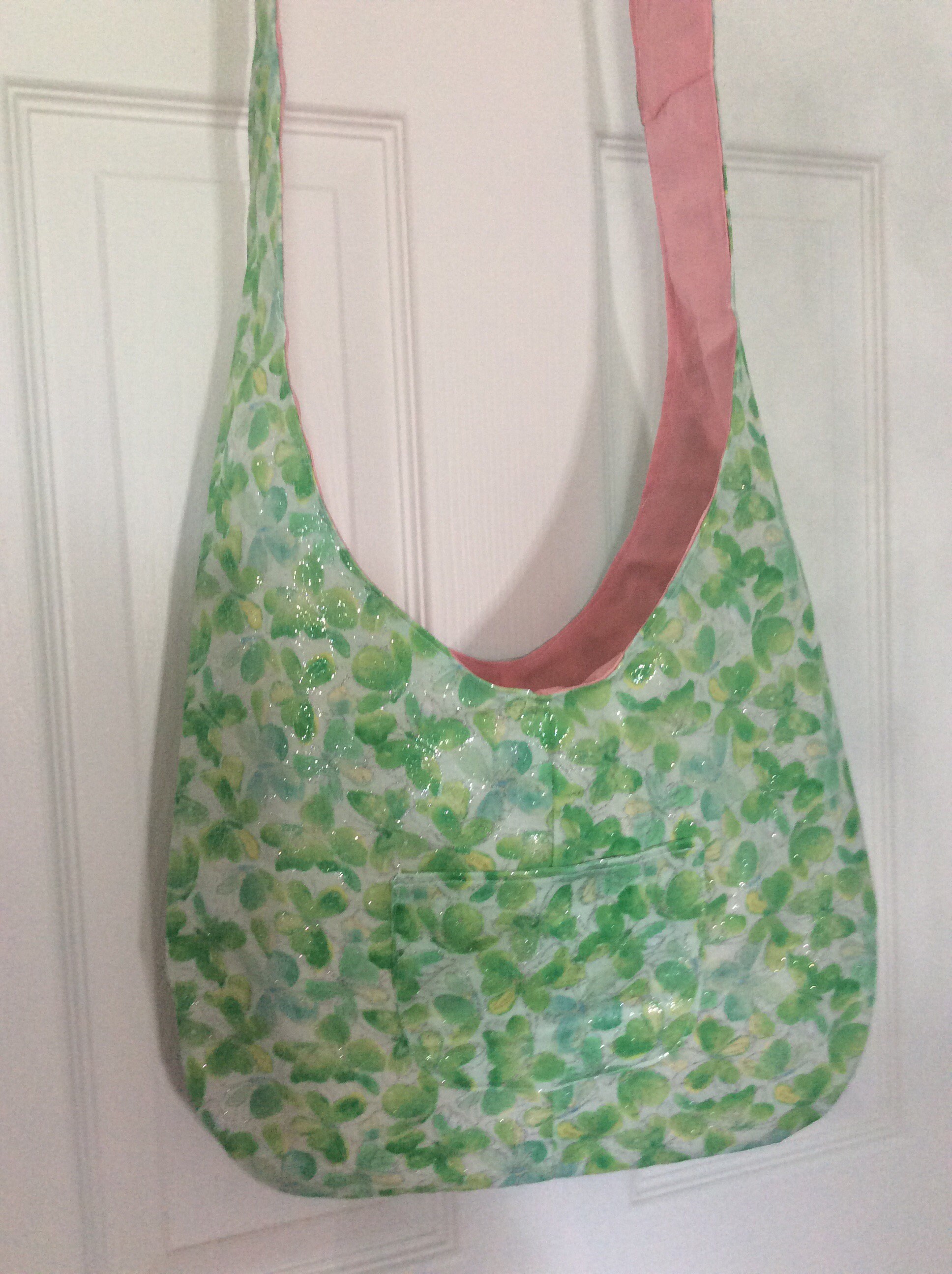 Reversible Cotton Fabric Crossbody Bag Green Butterflies Etsy