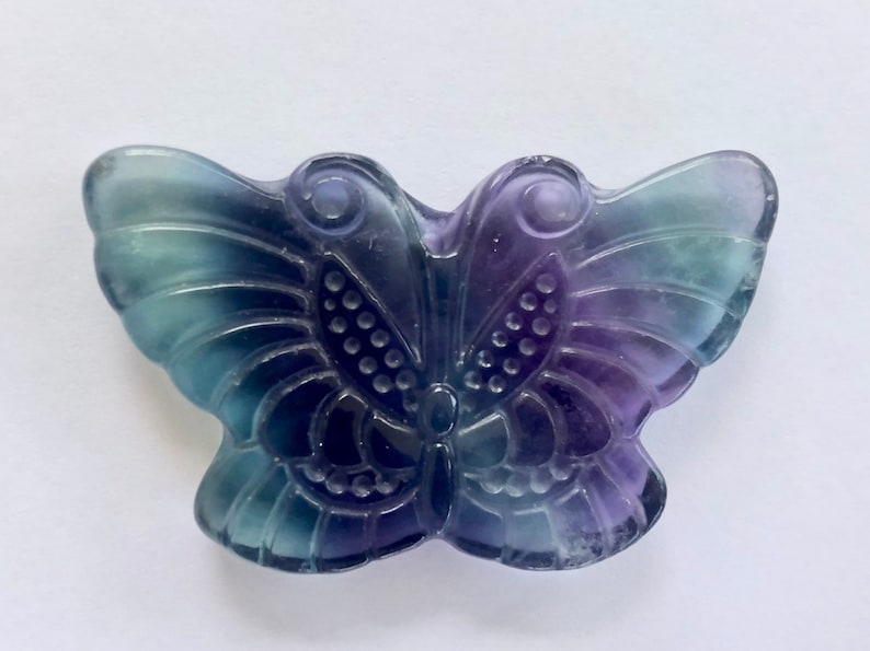 2 Flourite Butterfly Crystal Carving
