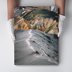 Moderne IJslandse canvas print, berg landschap fotografie print