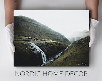 Green Nordic Rustic Farmhouse Landscape Photography Fine Art Print
