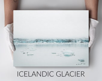 Iceland Glacier Fine Art Photography Canvas Print, Large Office Winter Wall Art