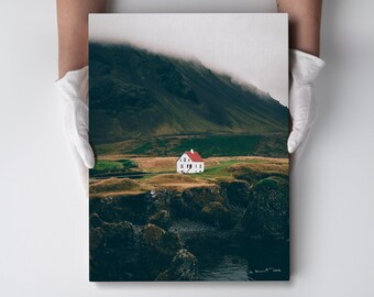 Rustic Farmhouse Canvas Wall Art, Iceland Landscape Fine Art Photography Print