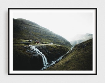 Scandinavian Rustic Home Decor, Modern Farmhouse Wall Decor, Faroe Islands Print, Farmhouse Art, Nature Photography Prints, Green Wall Art