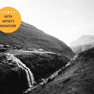 Nordic Farmhouse Wall Decor, Black And White Landscape Fine Art Photography Print, Rustic Home Decor, Nature Photography, Faroe Islands