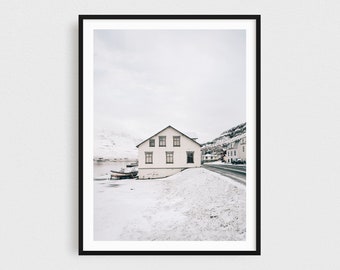 Hygge Home Decor - Nordic White House in Iceland Fine Art Photography Print