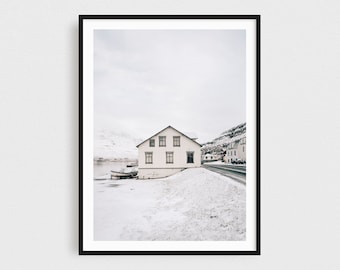 Hygge Home Decor - Nordic White House in Iceland Fine Art Photography Print