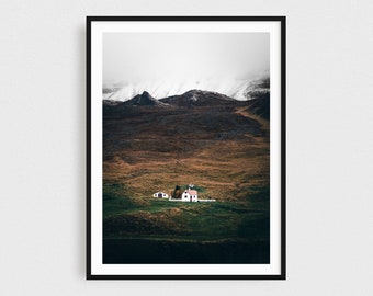 Iceland Country Barn Landscape Art Print For Your Modern Farmhouse Living Room Wall Decor