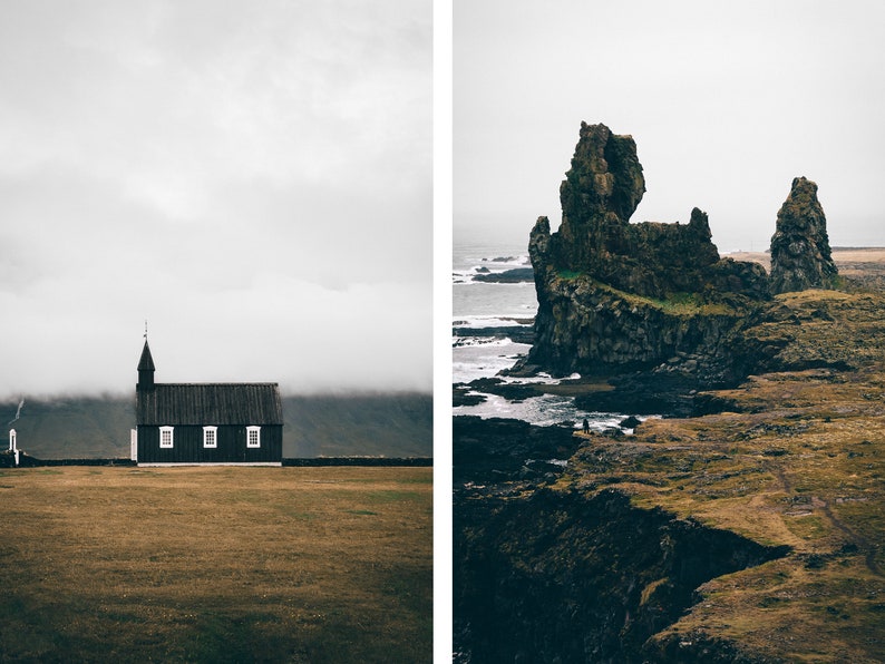 Nordic Landscape Photography Gallery Wall Set of 2 Fine Art Prints, Rustic Home Decor, Iceland Prints, Icelandic Travel Decor Gifts image 2