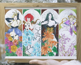 Poster - Ancient Magus Bride (Mahoutsukai no Yome) anime fanart, Mucha inspired, chise