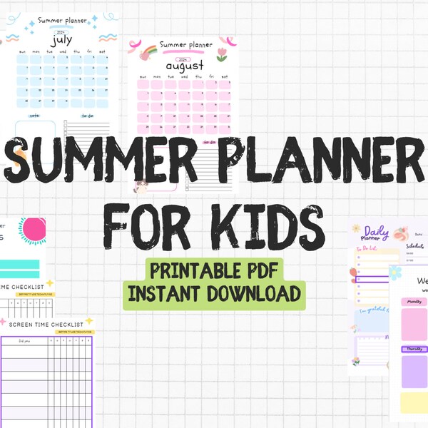 Fun and Functional Summer Planner for Kids | Printable Digital Template