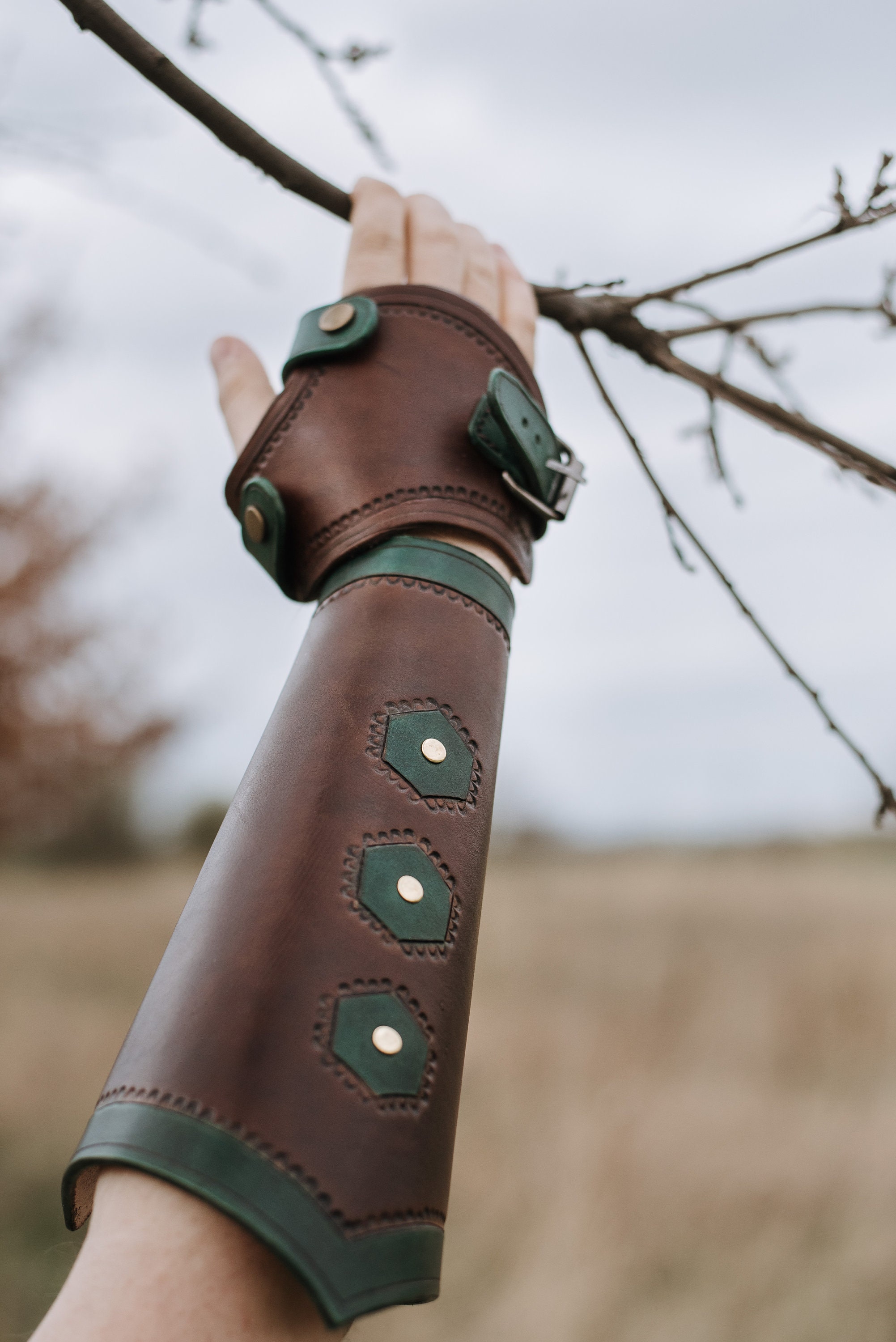Custom hand made leather bracer, traditional, archery bracer Medieval
