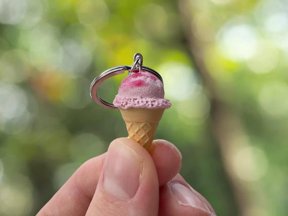 Tiny Realistic Ice Cream Keychain  | Ice Cream Gift Ideas | Ice Cream Party Favors | Food Keychain | Ice Cream Gifts | Cute Keychains |