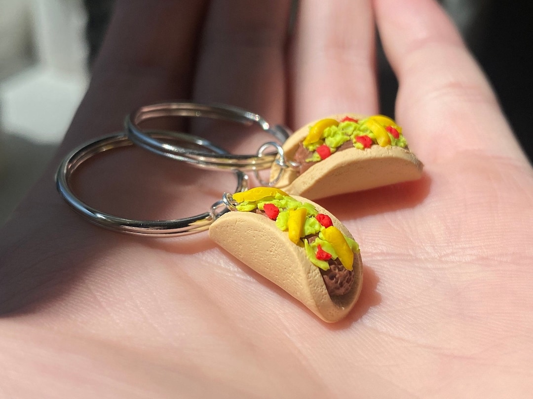 Tiny Realistic Taco Keychain Taco Gift Ideas Taco Keychain Food Keychain Taco Gifts Cute