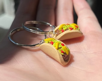 Tiny Realistic Taco Keychain  | Taco Gift Ideas | Taco Keychain | Food Keychain | Taco Gifts | Cute Keychains | Taco Stocking Stuffers |