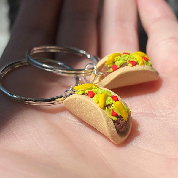 Tiny Realistic Taco Keychain  | Taco Gift Ideas | Taco Keychain | Food Keychain | Taco Gifts | Cute Keychains | Taco Stocking Stuffers |