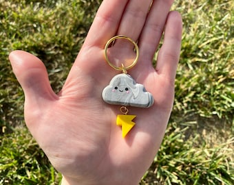 Lightning Cloud Keychain | Keychain Gifts | Cloud Party Favors | Gifts For Her | Gifts For Kids | Cute Keychain | Small Keychain | Keychain