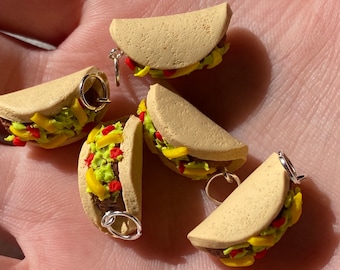Micro Realistic Taco Charm | Food Charms| Taco Gift Ideas | Taco Keychain | Food Keychain | Taco Gifts | Jewelry Supplies | Taco Tuesday