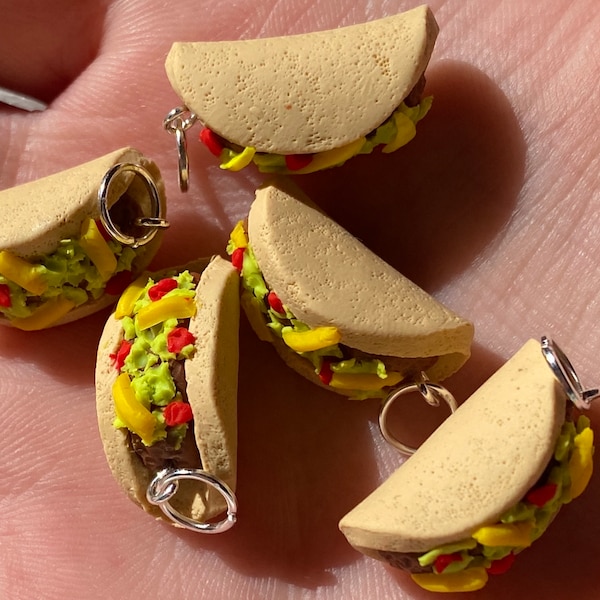 Micro Realistic Taco Charm | Food Charms| Taco Gift Ideas | Taco Keychain | Food Keychain | Taco Gifts | Jewelry Supplies | Taco Tuesday