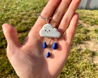Rainy Cloud Keychain | Keychain Gifts | Cloud Party Favors | Gifts For Her | Gifts For Kids | Cute Keychain | Small Keychain | Cloud Beads