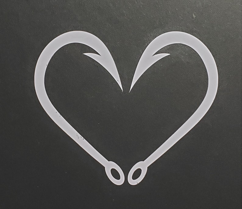 Fish hook heart vinyl decal fishing love Etsy