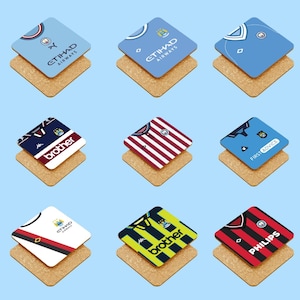 Manchester City FC Coaster Set: Retro Home Shirt Designs MIX & MATCH