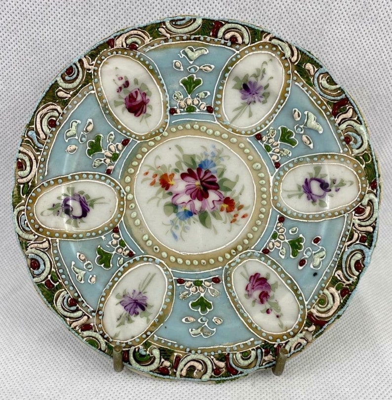 Antique Nippon Moriage Plate with Hand Painted Roses Etsy