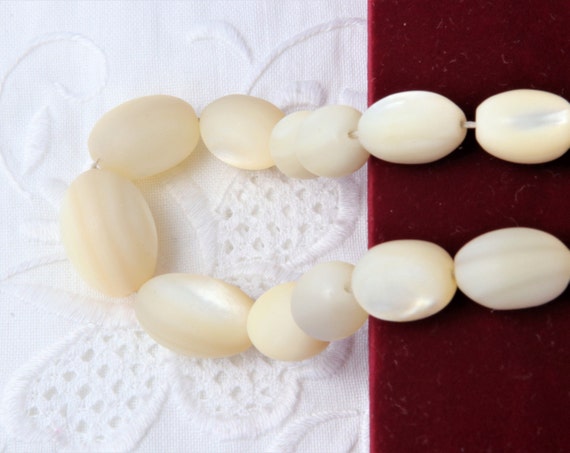Antique Shell Necklace, Beads Natural Shell, Olive