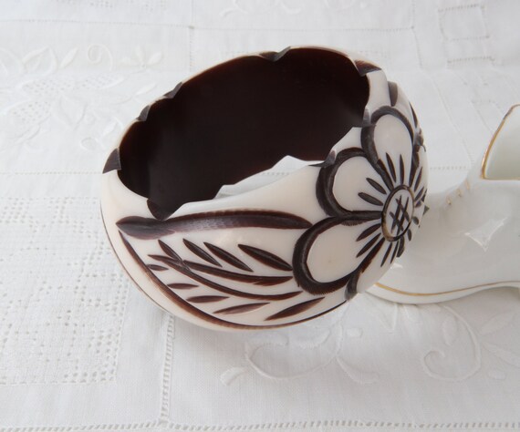Vintage Bakelite Bracelet, Carved Bakelite Bracele