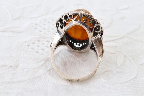Sterling silver ring with natural amber, Filigree… - image 8