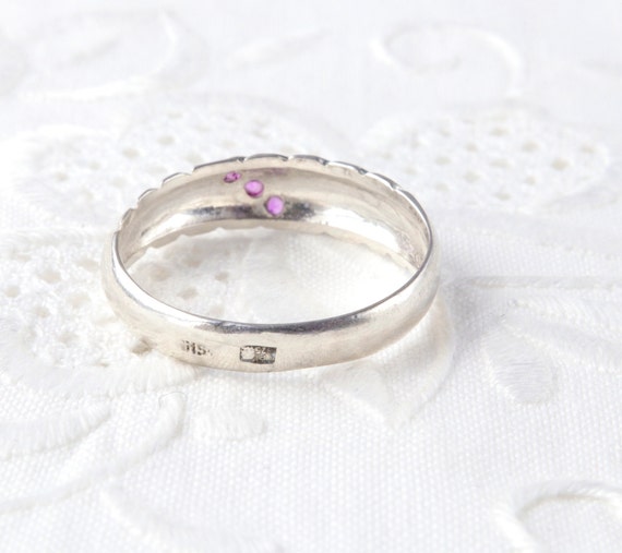 Sterling silver ruby ring, Thin solid stripe ring… - image 8