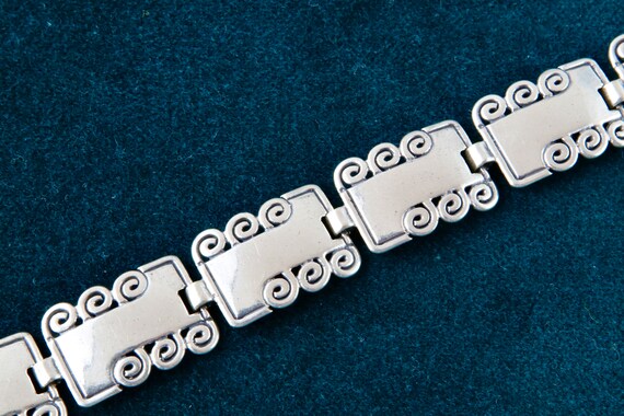 Sterling silver wide bracelet, Rectangular links … - image 10