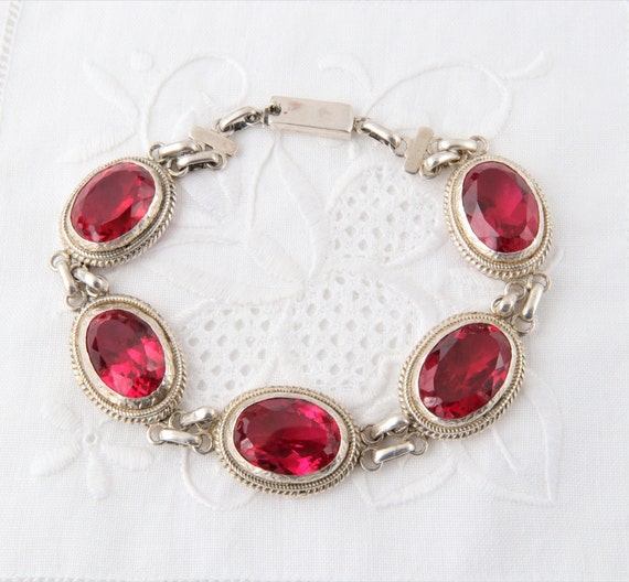 Red ruby bracelet, Sterling silver bracelet with … - image 5