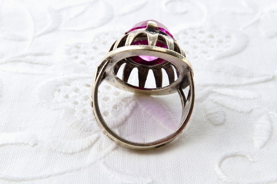 Vintage Soviet ruby ring, 875 silver ring with go… - image 8