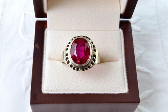 Ruby ring, Sterling silver ring with red ruby, 87… - image 2