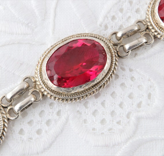 Red ruby bracelet, Sterling silver bracelet with … - image 7