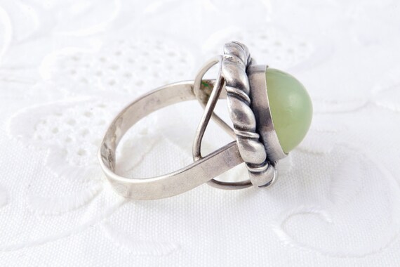 Sterling silver ring with jade, Soviet silver rin… - image 7