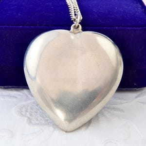 Sterling silver heart necklace, Chunky silver heart pendant