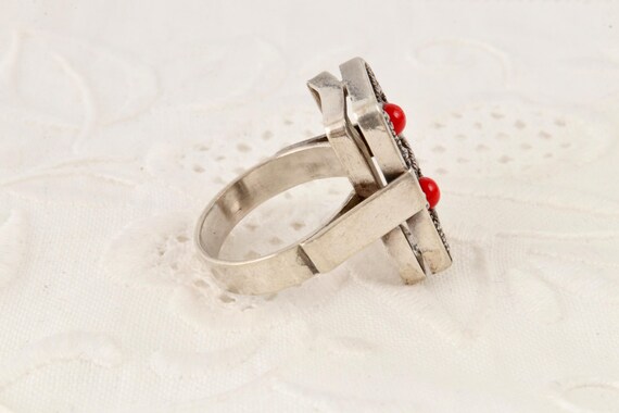Rectangular silver ring flat surface, Handmade ri… - image 7