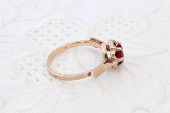 Ruby silver ring, Flower ring, Sterling silver wi… - image 7