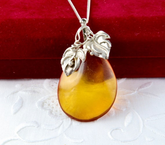 Sterling silver necklace with natural amber, Balt… - image 9