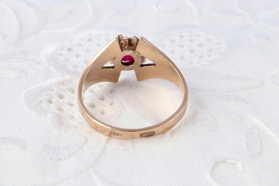 Red ruby ring, Soviet vintage ring, Gold ring wit… - image 8