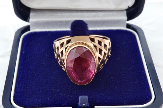 Gold ruby ring, Gold 583 14k, Red ruby ring, Vint… - image 4
