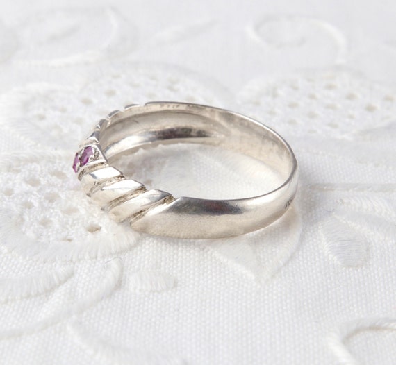 Sterling silver ruby ring, Thin solid stripe ring… - image 6