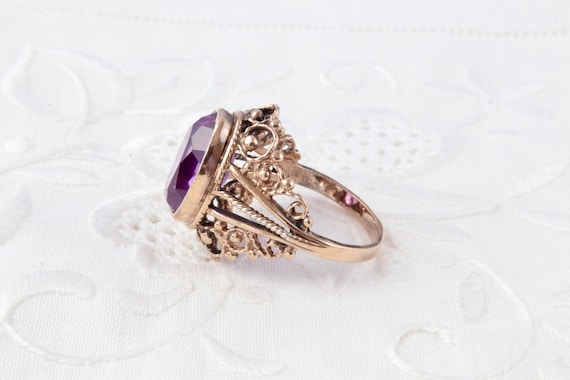 Gold ring tourmaline, Soviet silver ring with gol… - image 6