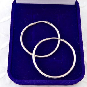 Sterling silver hoop earrings, Thin round hoops, Minimalist earrings, Vintage silver hoops