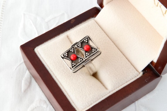 Rectangular silver ring flat surface, Handmade ri… - image 2