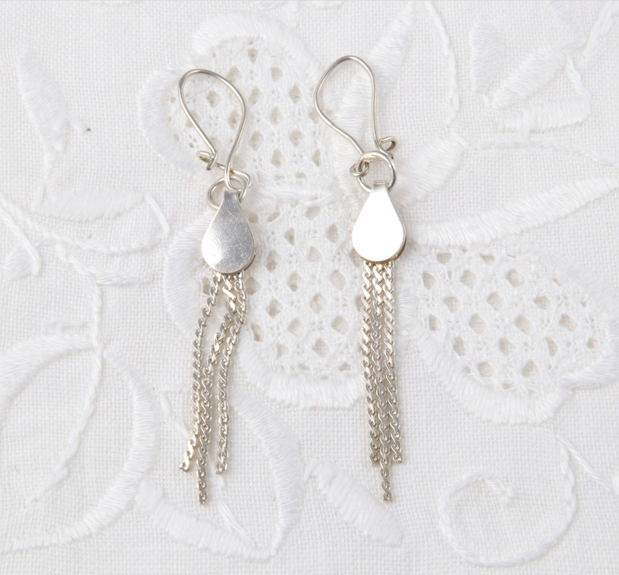 Hanging Earrings Chains Vintage Silver Earrings Chains Etsy